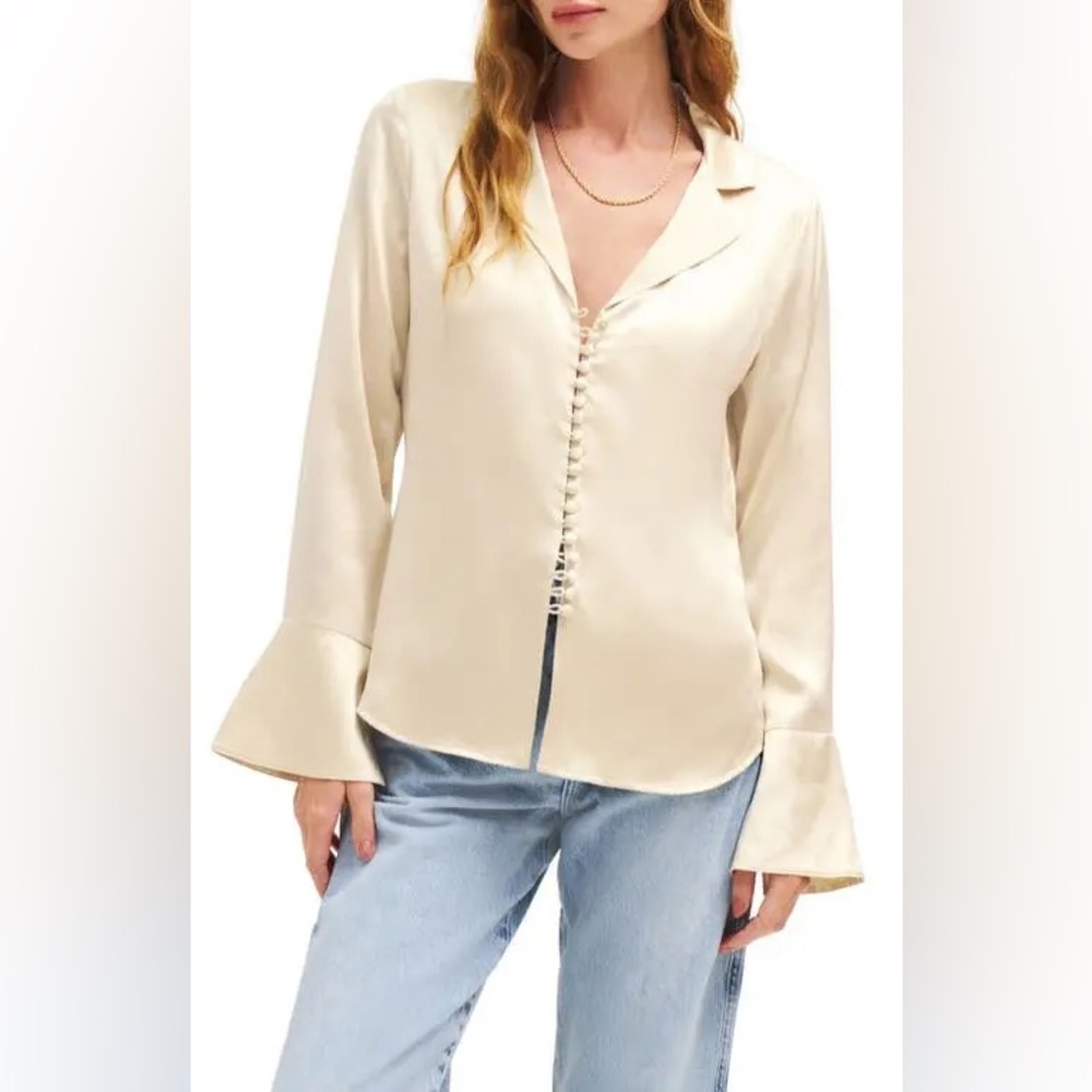 Reformation Jeremiah Silk Button Up Shirt